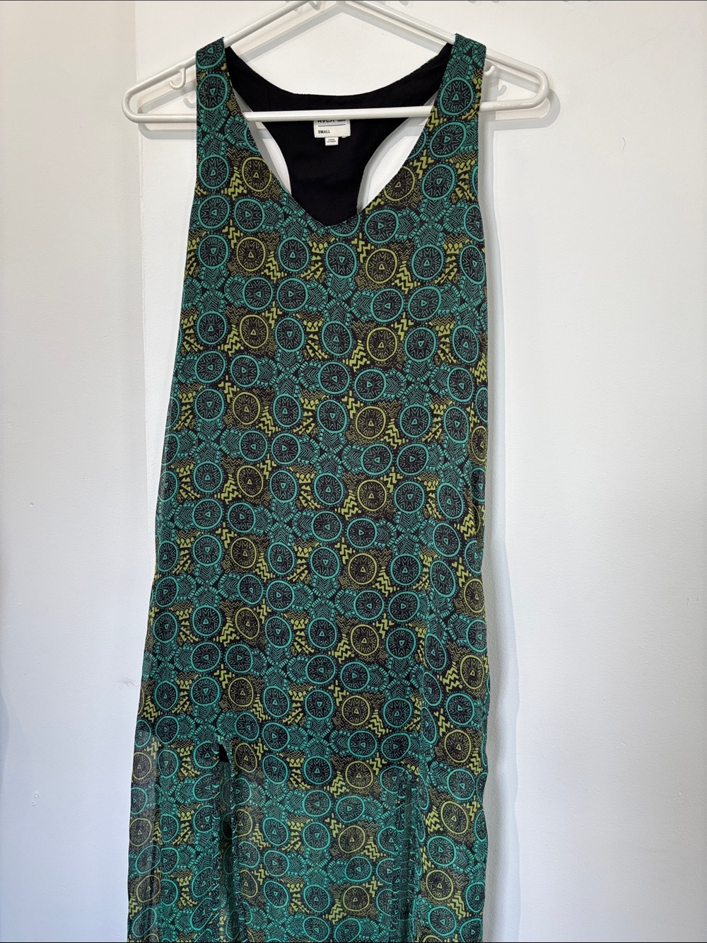 RVCA Teal and Yellow Patterned Maxi Dress